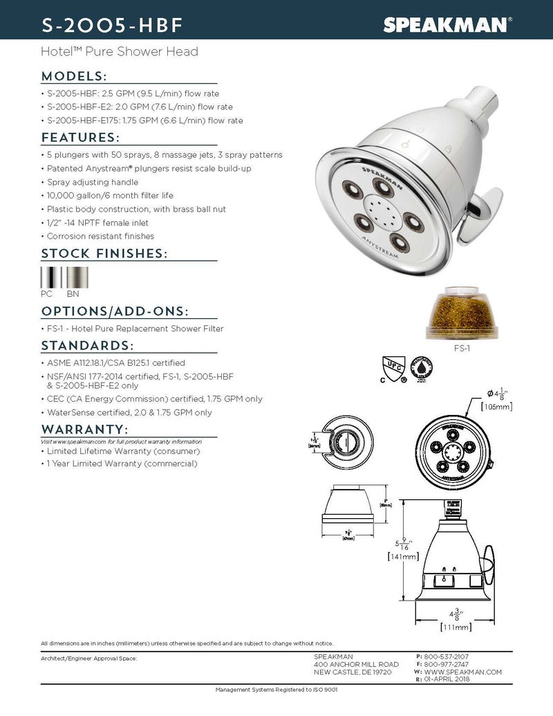 Speakman FS-1 Hotel Replacement Shower Filter for Pure and Clean Bathing Experience, Clear - Image 4